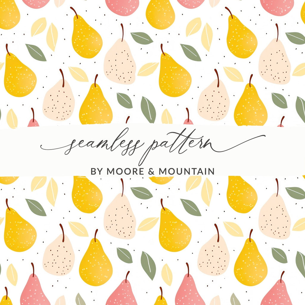 Pear T-Shirt, Seamless File, Fruit Digital, Pear Pattern, Fabric Design, Printable Art, Seamless Pattern, Trendy Apparel, Clothing Design - Moore and Mountain