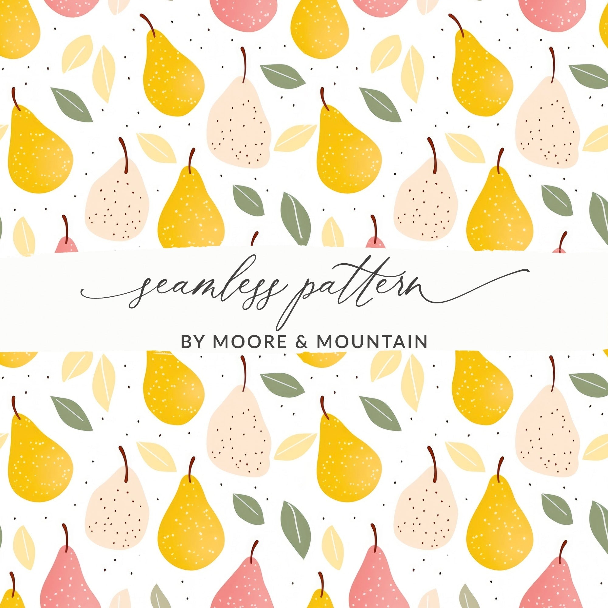 Pear T-Shirt, Seamless File, Fruit Digital, Pear Pattern, Fabric Design, Printable Art, Seamless Pattern, Trendy Apparel, Clothing Design - Moore and Mountain