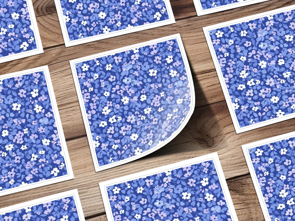 Vibrant Blue and Purple Floral Art Print