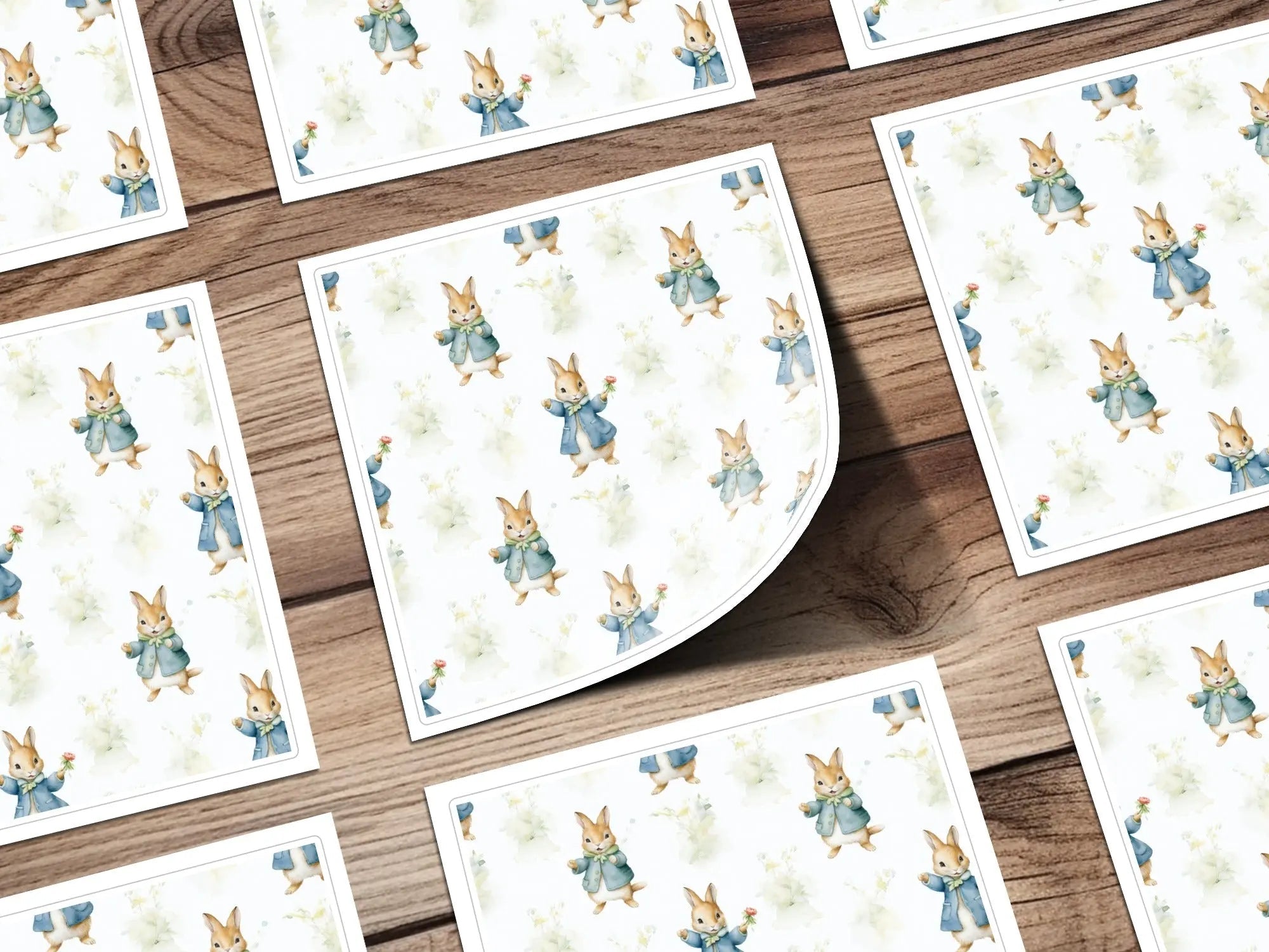 Peter Rabbit Digital, Floral Bunny Pattern, Watercolor Digital Paper, Seamless Fabric Pattern, Nursery Art Digital Download, Kids Room Decor - Moore and Mountain