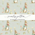 Peter Rabbit Digital Paper, Seamless Bunny Pattern, Floral Repeat Pattern, Spring Easter Fabric Design, Digital Scrapbooking Paper - Moore and Mountain