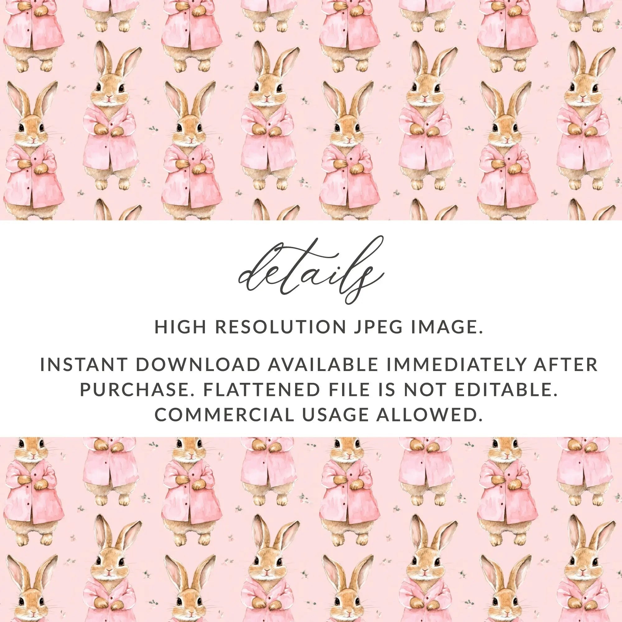 Peter Rabbit Digital Paper, Seamless Bunny Pattern, Watercolor Animal Print, Fabric Design, Baby Shower Decor, Digital Download, JPEG Files - Moore and Mountain