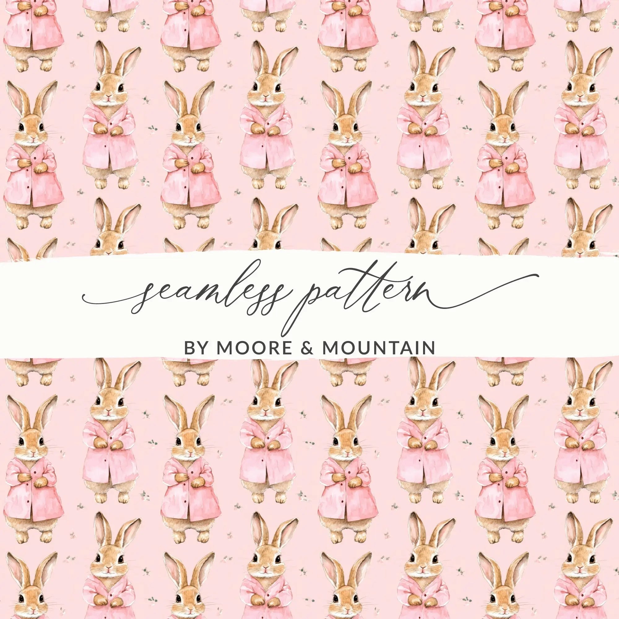 Peter Rabbit Digital Paper, Seamless Bunny Pattern, Watercolor Animal Print, Fabric Design, Baby Shower Decor, Digital Download, JPEG Files - Moore and Mountain