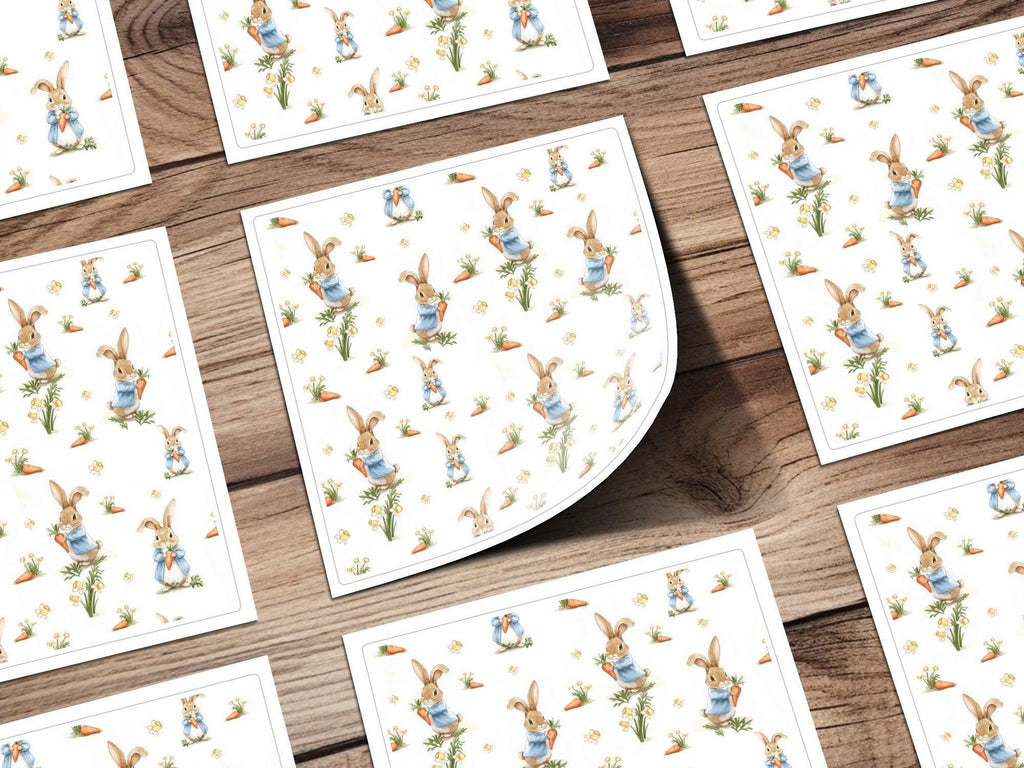 Peter Rabbit Digital Paper, Seamless Pattern, Easter Bunny Fabric, Floral Scrapbook Paper, Spring Animal Design, Digital Download - Moore and Mountain