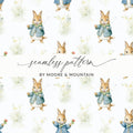 Peter Rabbit Digital Paper, Watercolor Bunny Seamless Pattern, Easter Fabric Design, Cute Animal Print, Spring Digital Download - Moore and Mountain