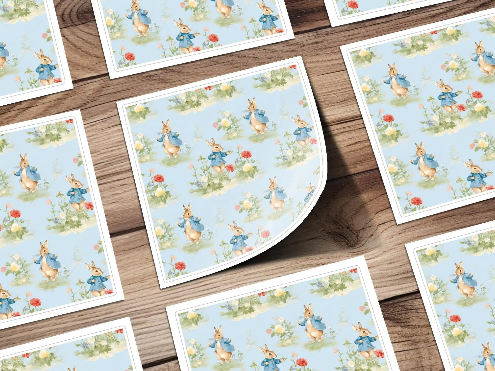 Peter Rabbit Digital Seamless Pattern, Baby Fabric, Floral Digital Paper, Kids Wallpaper, Nursery Decor, Surface Pattern, Digital Download - Moore and Mountain