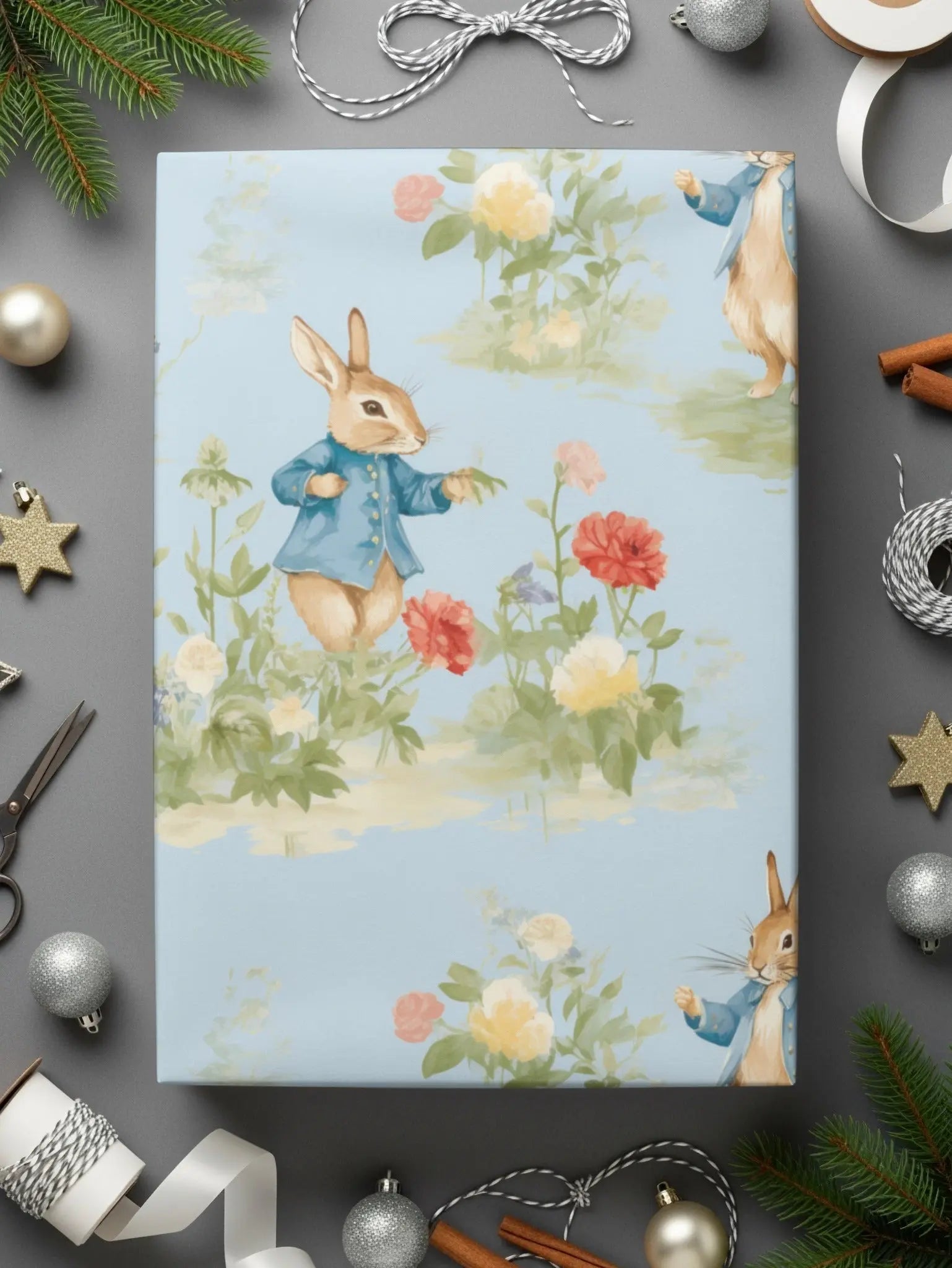 Peter Rabbit Digital Seamless Pattern, Baby Fabric, Floral Digital Paper, Kids Wallpaper, Nursery Decor, Surface Pattern, Digital Download - Moore and Mountain