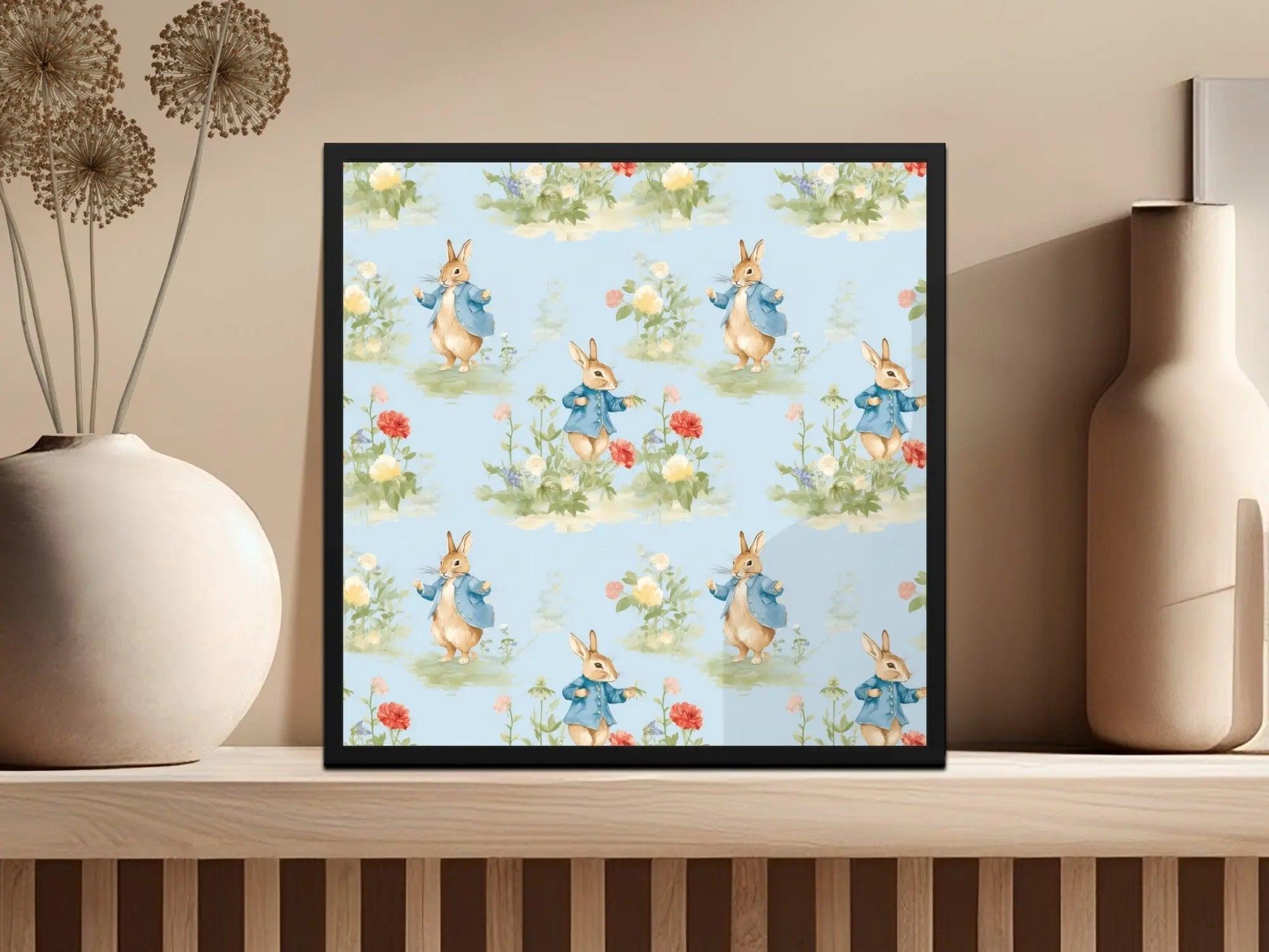 Peter Rabbit Digital Seamless Pattern, Baby Fabric, Floral Digital Paper, Kids Wallpaper, Nursery Decor, Surface Pattern, Digital Download - Moore and Mountain