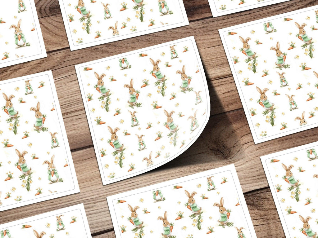 Peter Rabbit Digital Seamless Pattern, Bunny Carrot Flower Design, Kids Fabric Print, Digital Paper, Spring Easter Theme, 12x12 JPEG Digital - Moore and Mountain