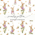 Peter Rabbit Digital Seamless Pattern, Spring Easter Bunny JPEG, Cute Kids Fabric Design, Nursery Wallpaper, Digital Paper Download - Moore and Mountain