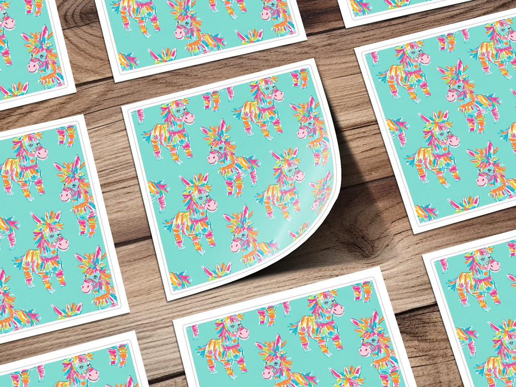 Pinata Donkey Digital Paper, Seamless Pattern, Colorful Party Print, Mexican Fiesta Theme, Scrapbook Paper, 12x12 inch JPEG, Digital - Moore and Mountain