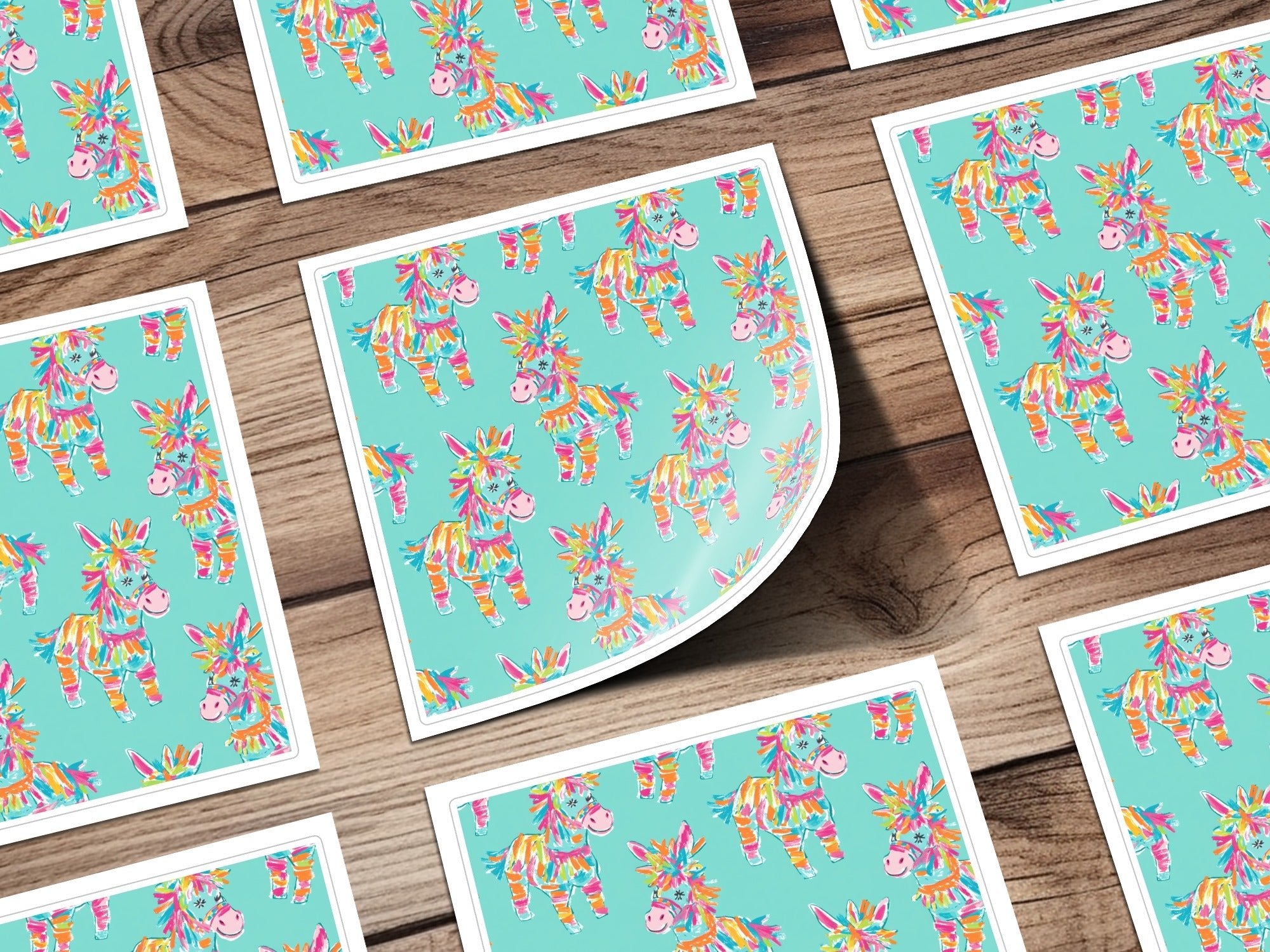 Pinata Donkey Digital Paper, Seamless Pattern, Colorful Party Print, Mexican Fiesta Theme, Scrapbook Paper, 12x12 inch JPEG, Digital - Moore and Mountain