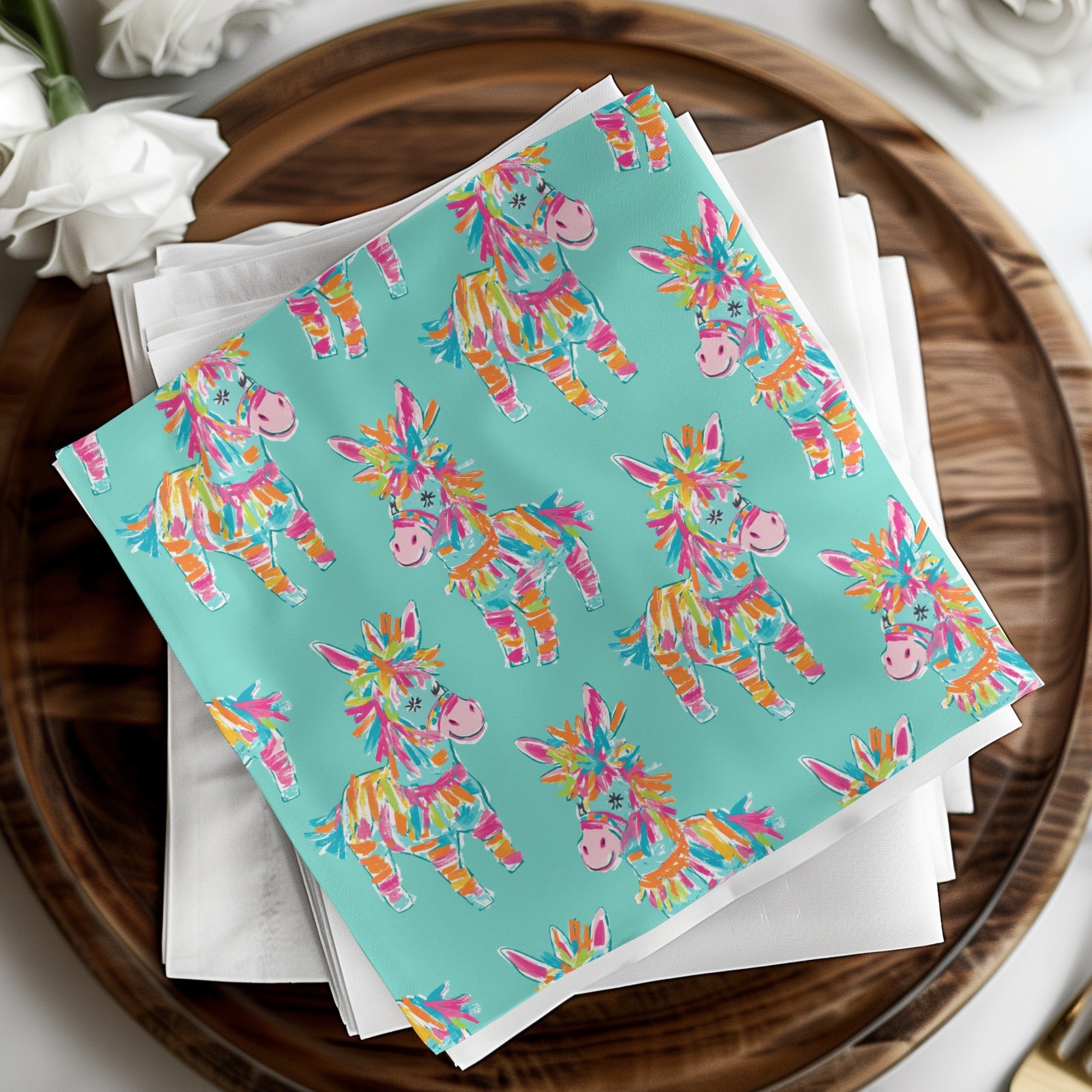 Pinata Donkey Digital Paper, Seamless Pattern, Colorful Party Print, Mexican Fiesta Theme, Scrapbook Paper, 12x12 inch JPEG, Digital - Moore and Mountain