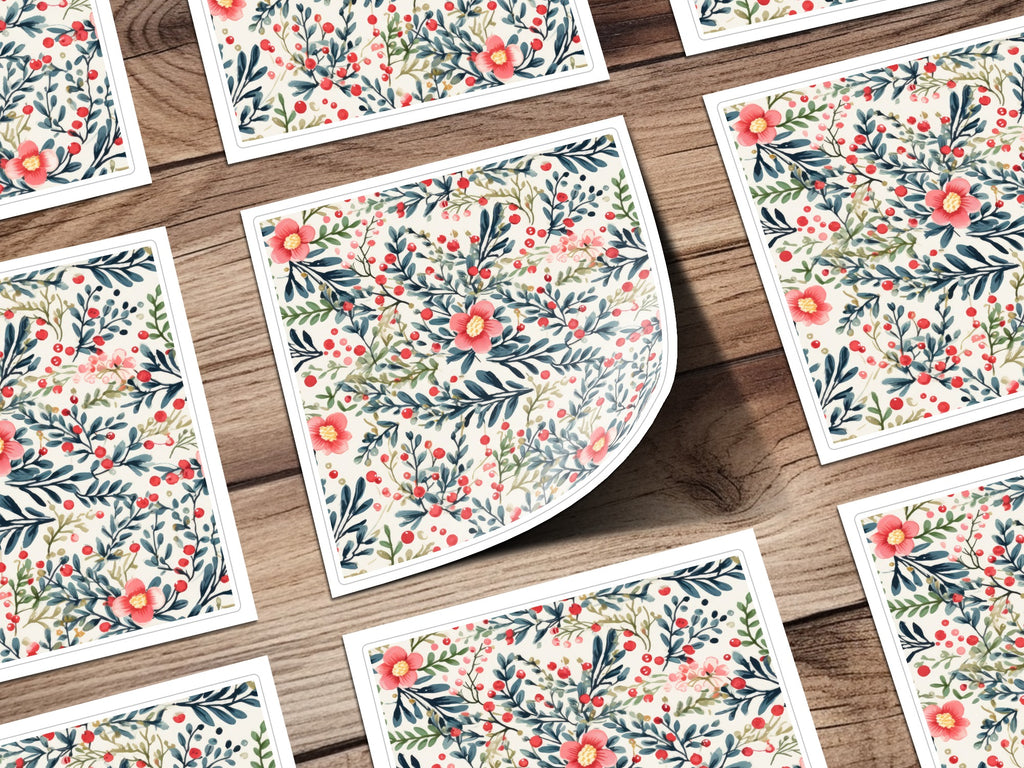 Colorful Floral Pattern with Leaves Sticker Sheets