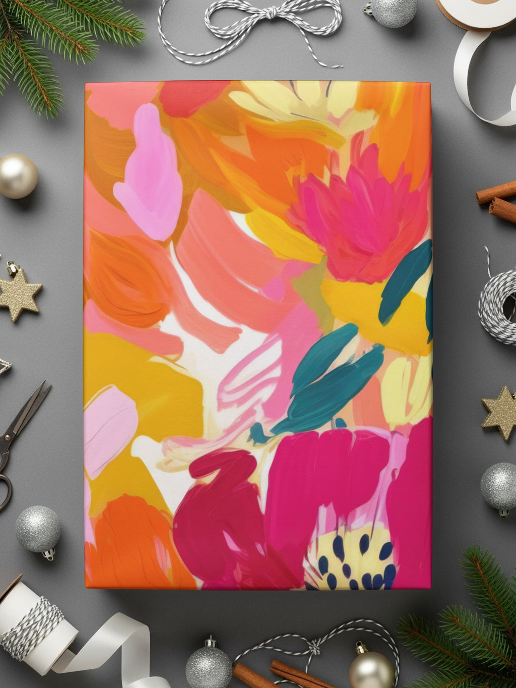 Vibrant Abstract Floral Art Wrapped Canvas Print