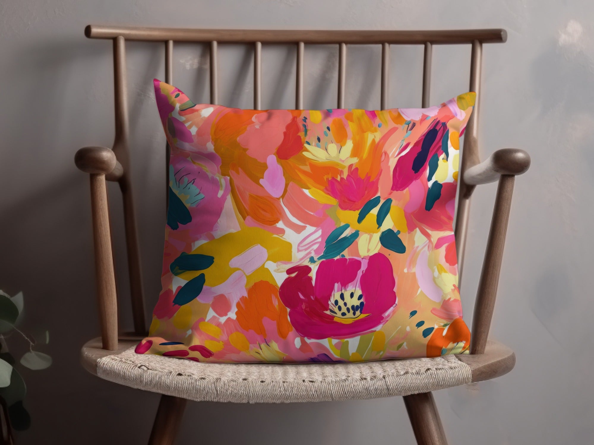 Colorful Abstract Floral Decorative Pillow product
