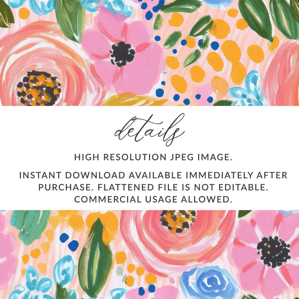 Pink Acrylic Seamless Pattern, Abstract Floral Digital Paper, Fine Art Floral Digital Print, Spring Ditsy Gouache Art Download - Moore and Mountain