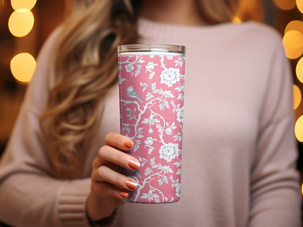 Pink Bird Toile Seamless Pattern Modern Chinoiserie Seamless - Moore and Mountain