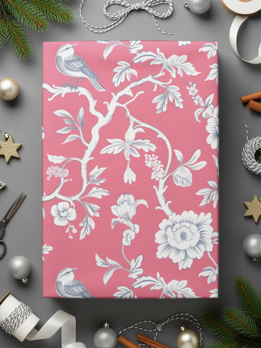 Pink Bird Toile Seamless Pattern Modern Chinoiserie Seamless - Moore and Mountain