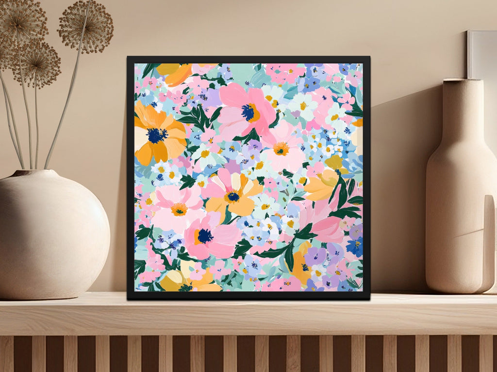 Pink Blue Floral Digital Paper, Abstract Flower Pattern, Pastel Fabric Design, Scrapbook - Moore and Mountain