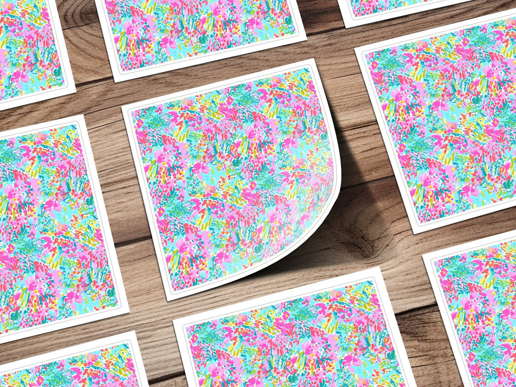 Pink Blue Floral Pattern Digital Paper, Abstract Flower Design, Colorful Background, Vibrant Floral Illustration, Summer Digital Print - Moore and Mountain