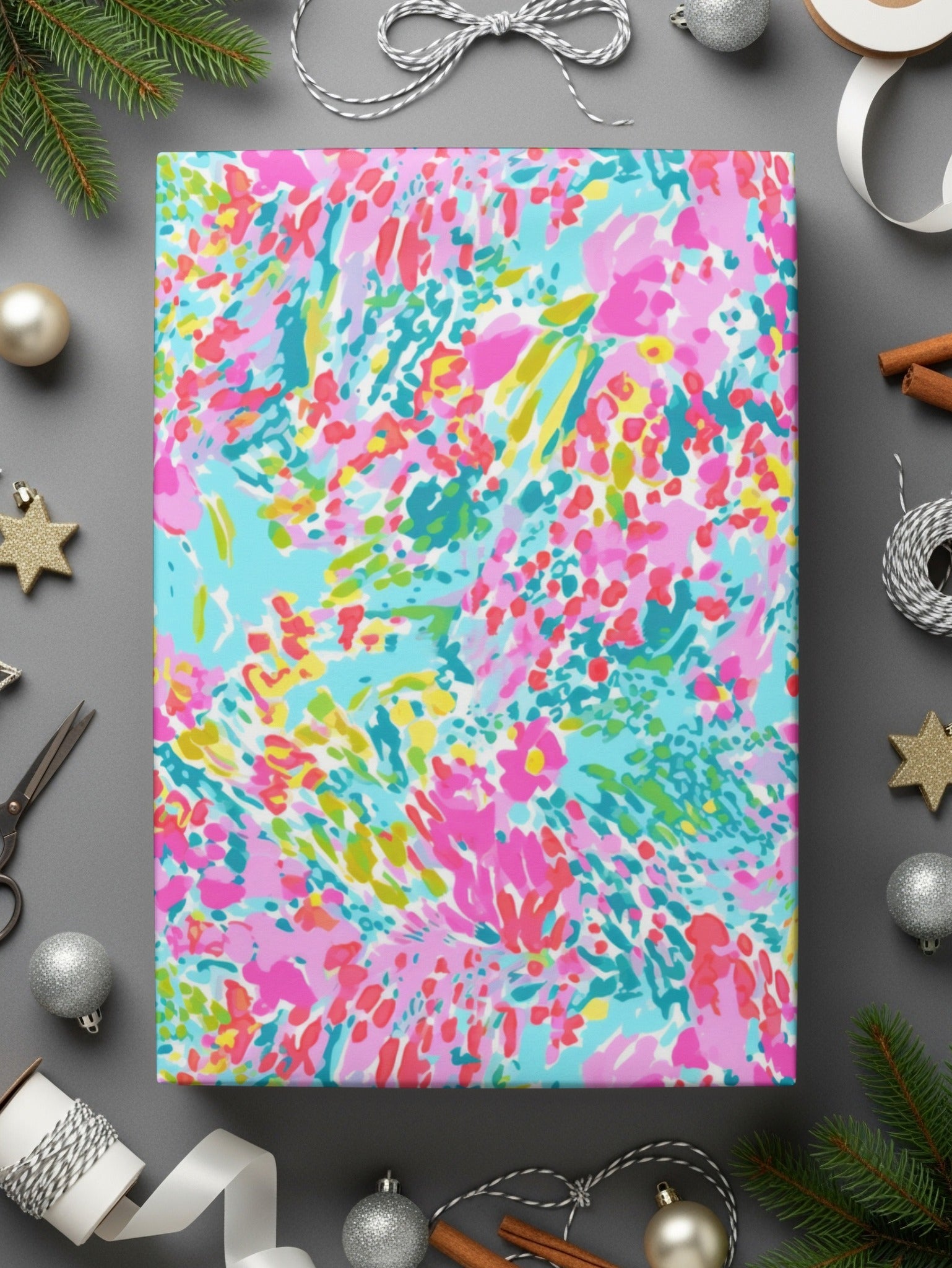 Pink Blue Floral Pattern Digital Paper, Abstract Flower Design, Colorful Background, Vibrant Floral Illustration, Summer Digital Print - Moore and Mountain
