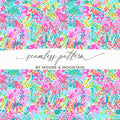 Pink Blue Floral Pattern Digital Paper, Abstract Flower Design, Colorful Background, Vibrant Floral Illustration, Summer Digital Print - Moore and Mountain
