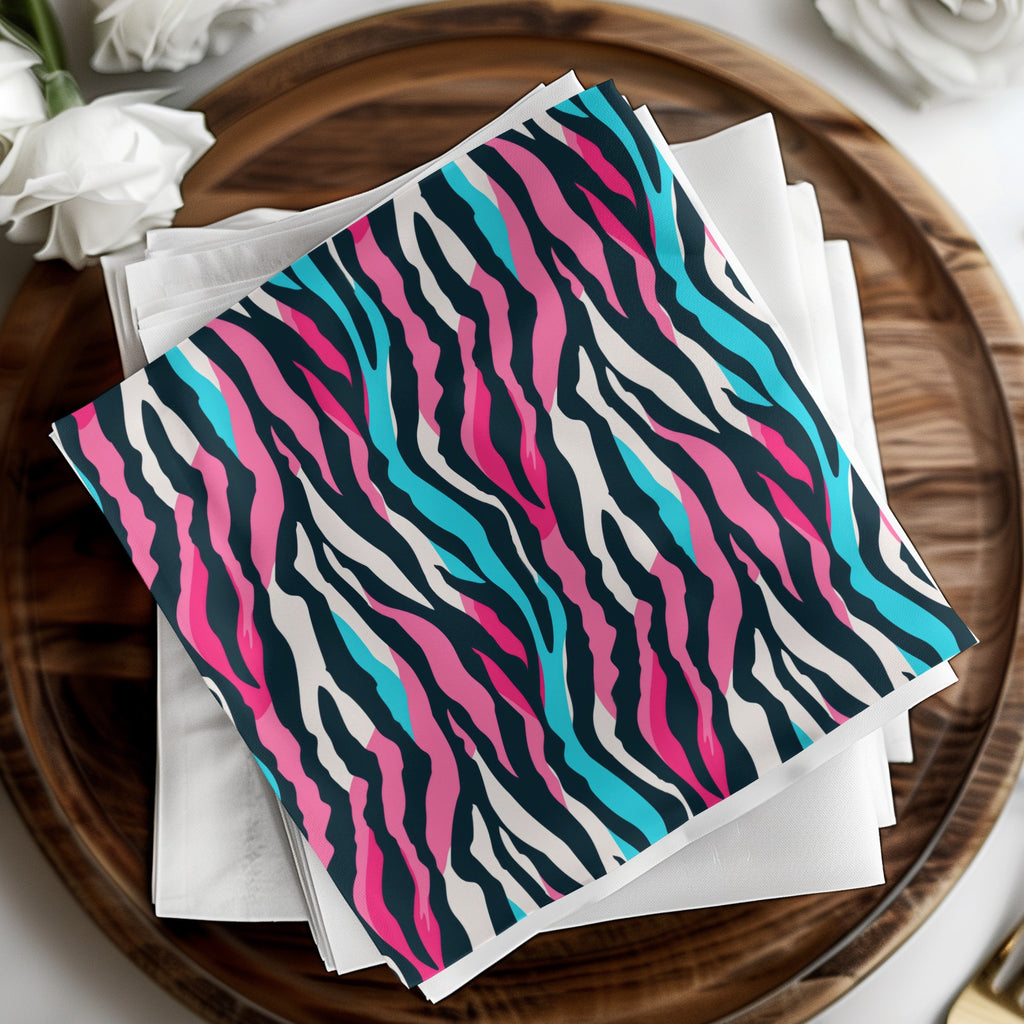 Vibrant Multicolor Zebra Print Square Napkins Product