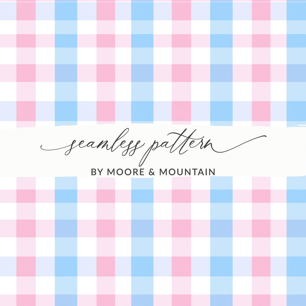 Moore & Mountain Pink Blue Checkered Seamless Pattern