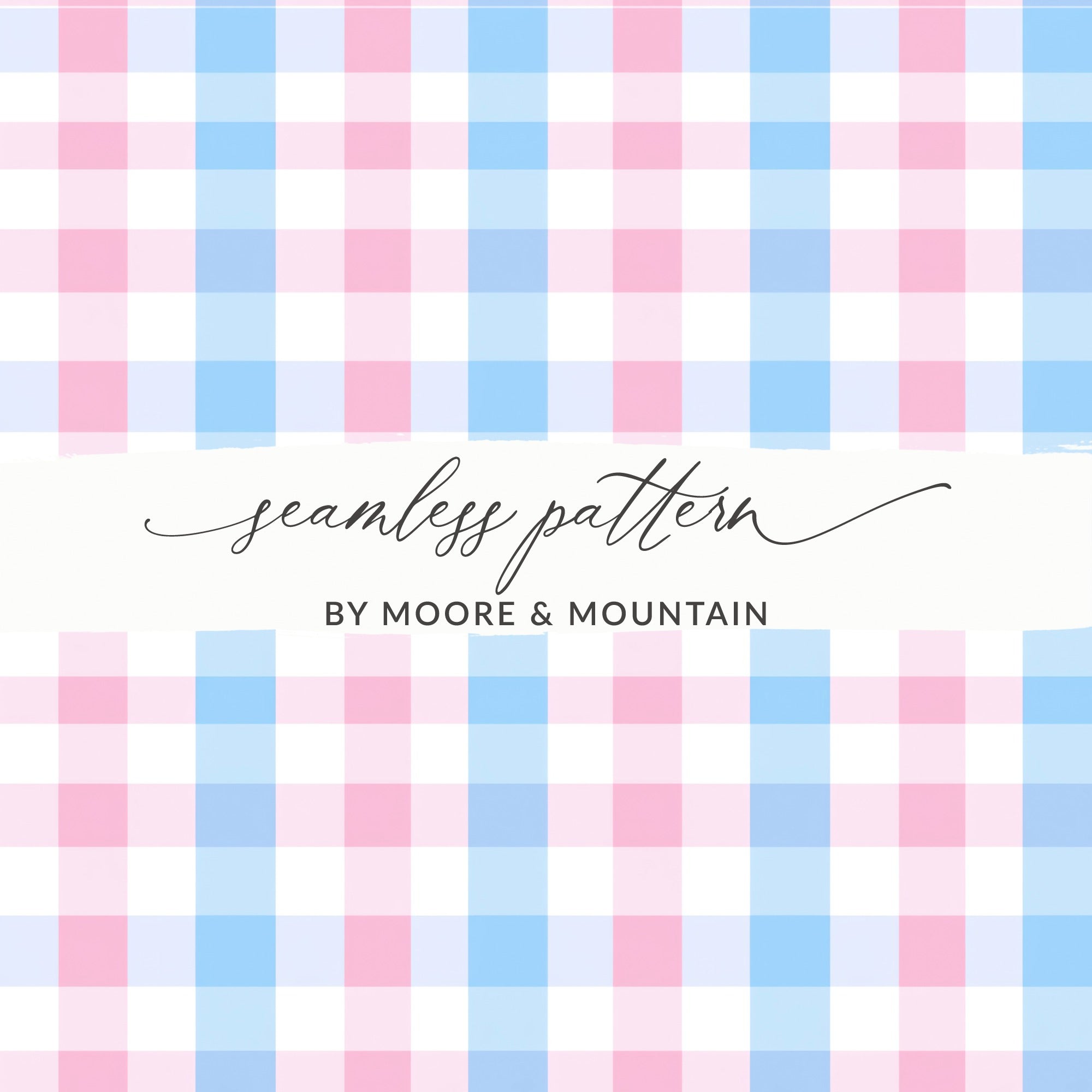 Moore & Mountain Pink Blue Checkered Seamless Pattern