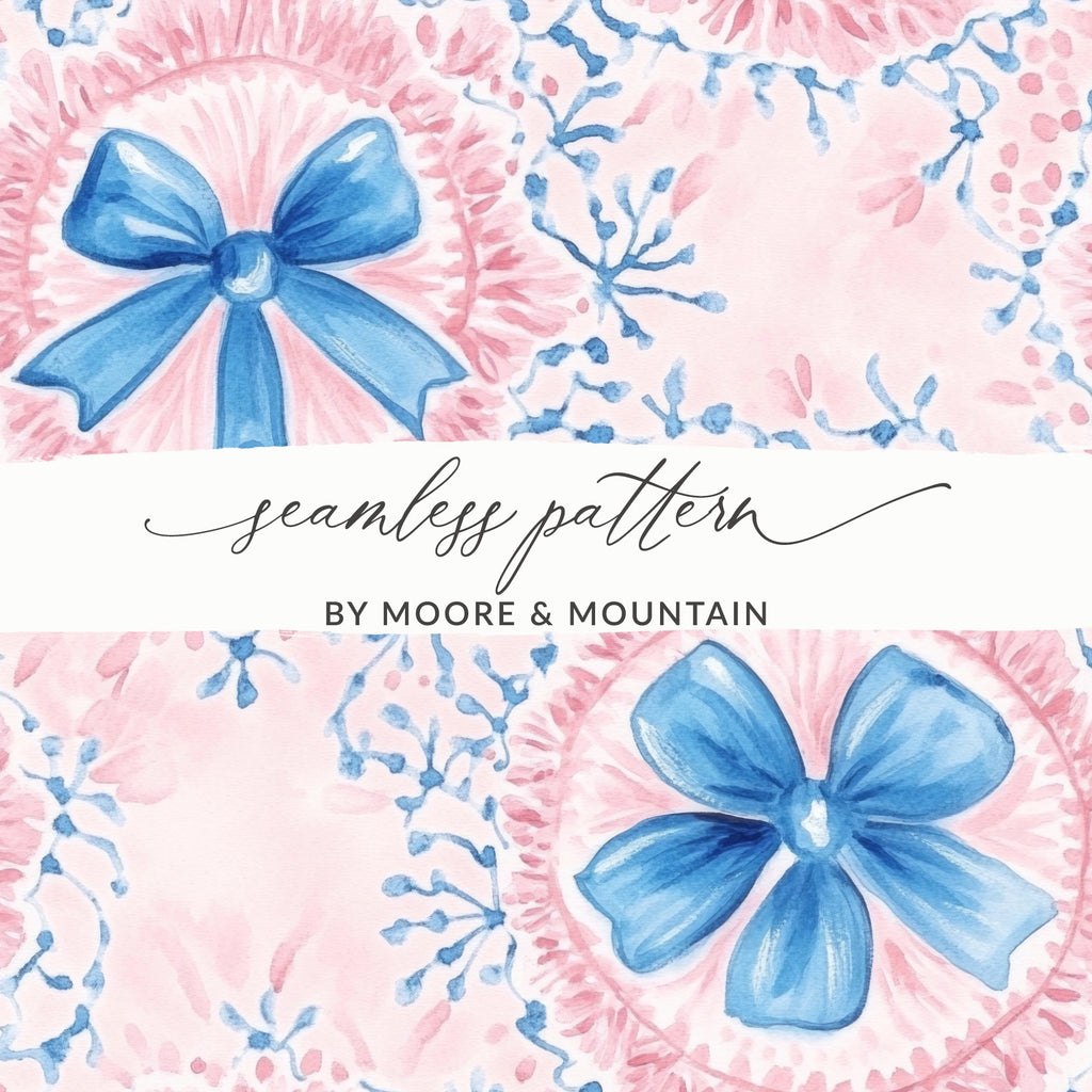 Pink Bows Seamless Grandmillenial Digital - Moore and Mountain