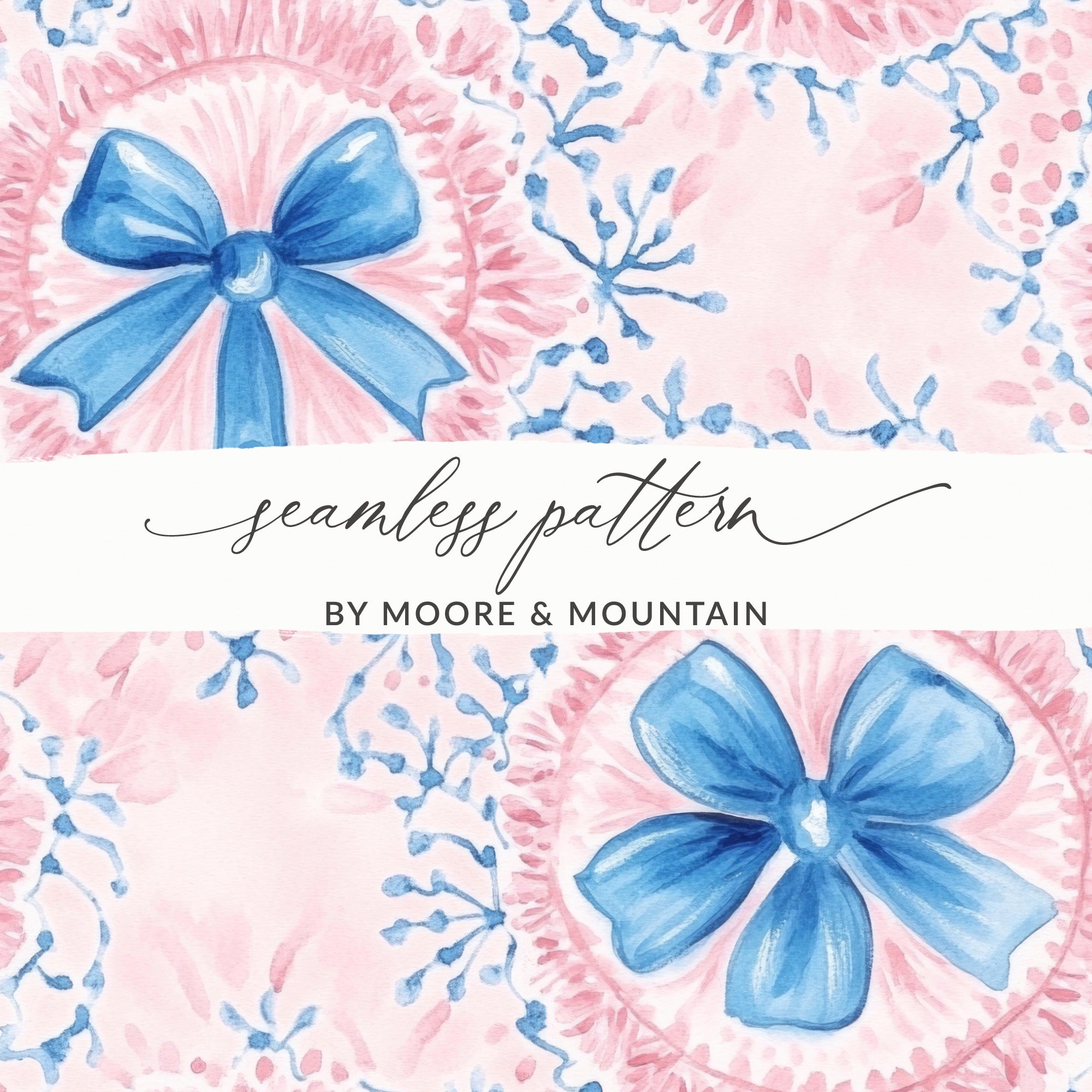 Pink Bows Seamless Grandmillenial Digital - Moore and Mountain