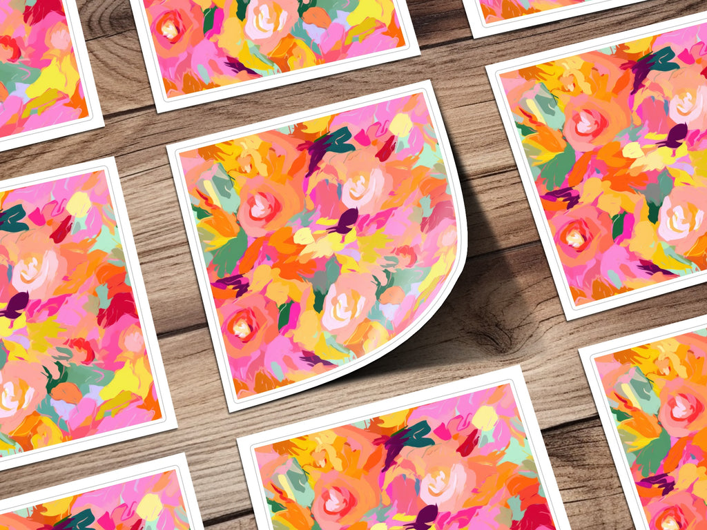Vibrant Abstract Floral Design Print Stickers