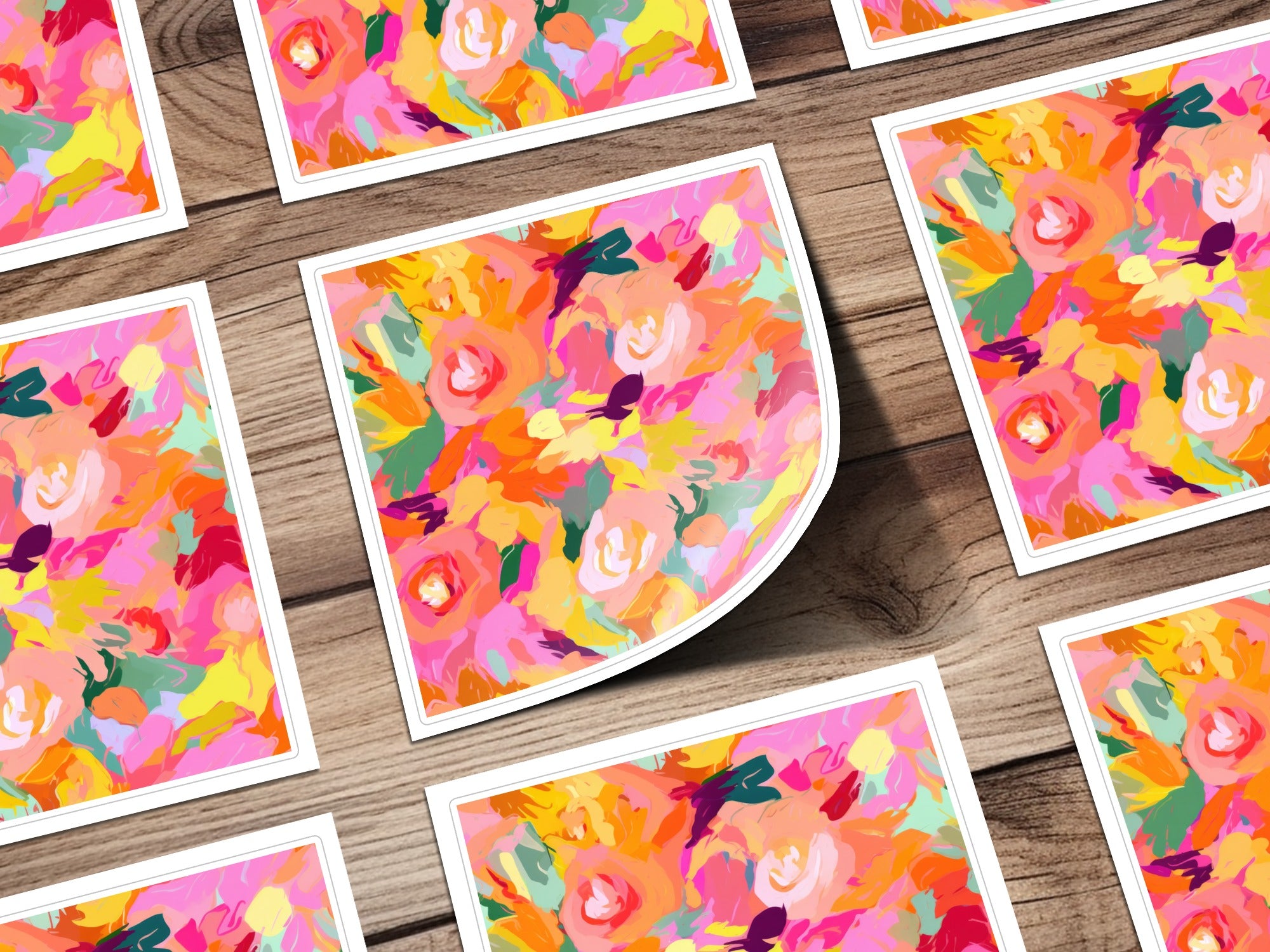 Vibrant Abstract Floral Design Print Stickers