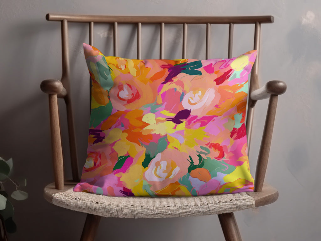 Vibrant Floral Art Pattern Decorative Cushion Pillow