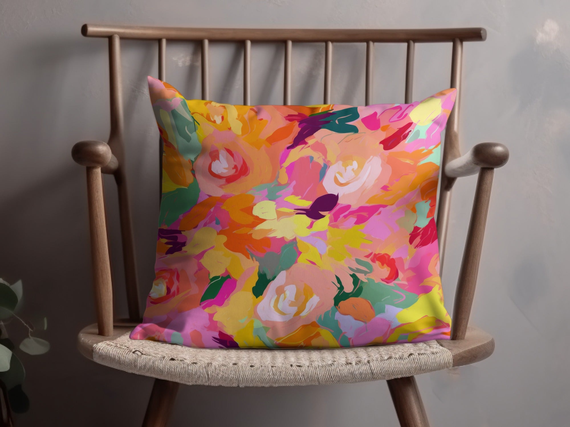 Vibrant Floral Art Pattern Decorative Cushion Pillow