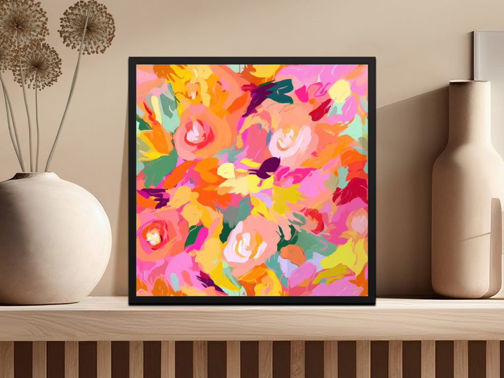 Vibrant Abstract Floral Art Print for Home Decor