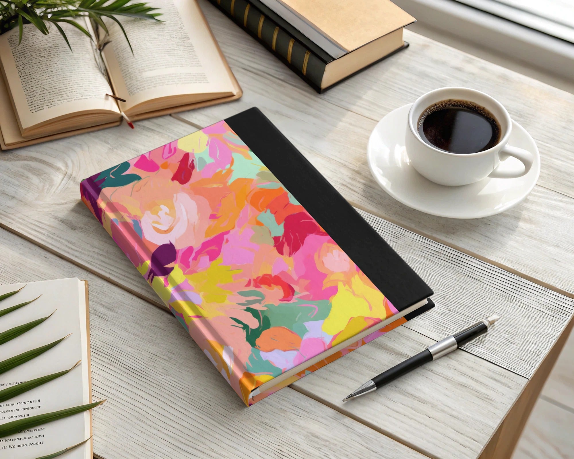 Artistic Vibrant Abstract Floral Design Notebook Product