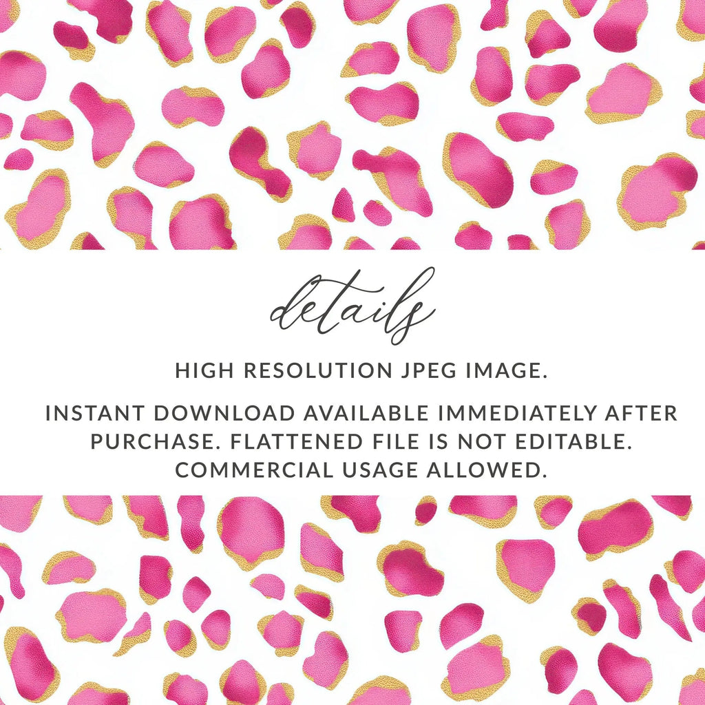 Pink Cheetah Print, Seamless Pattern, Digital Paper, Pink and Gold Animal Print, Commercial Use, Leopard Print, Digital Download - Moore and Mountain