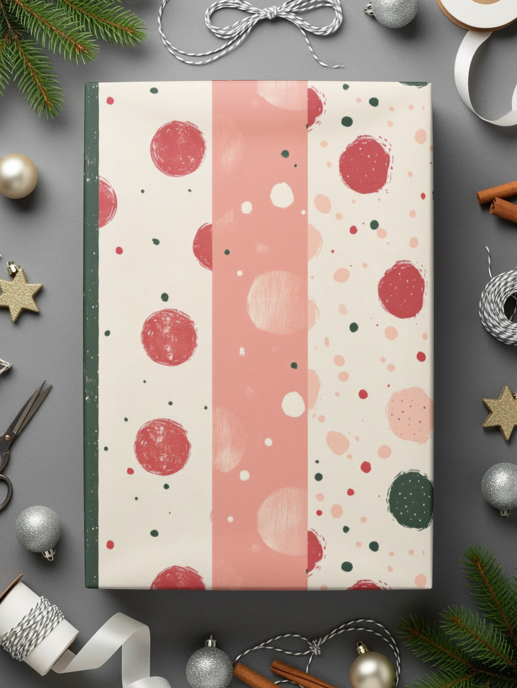 Festive Polka Dot Holiday Wrapping Paper Gift Wrap