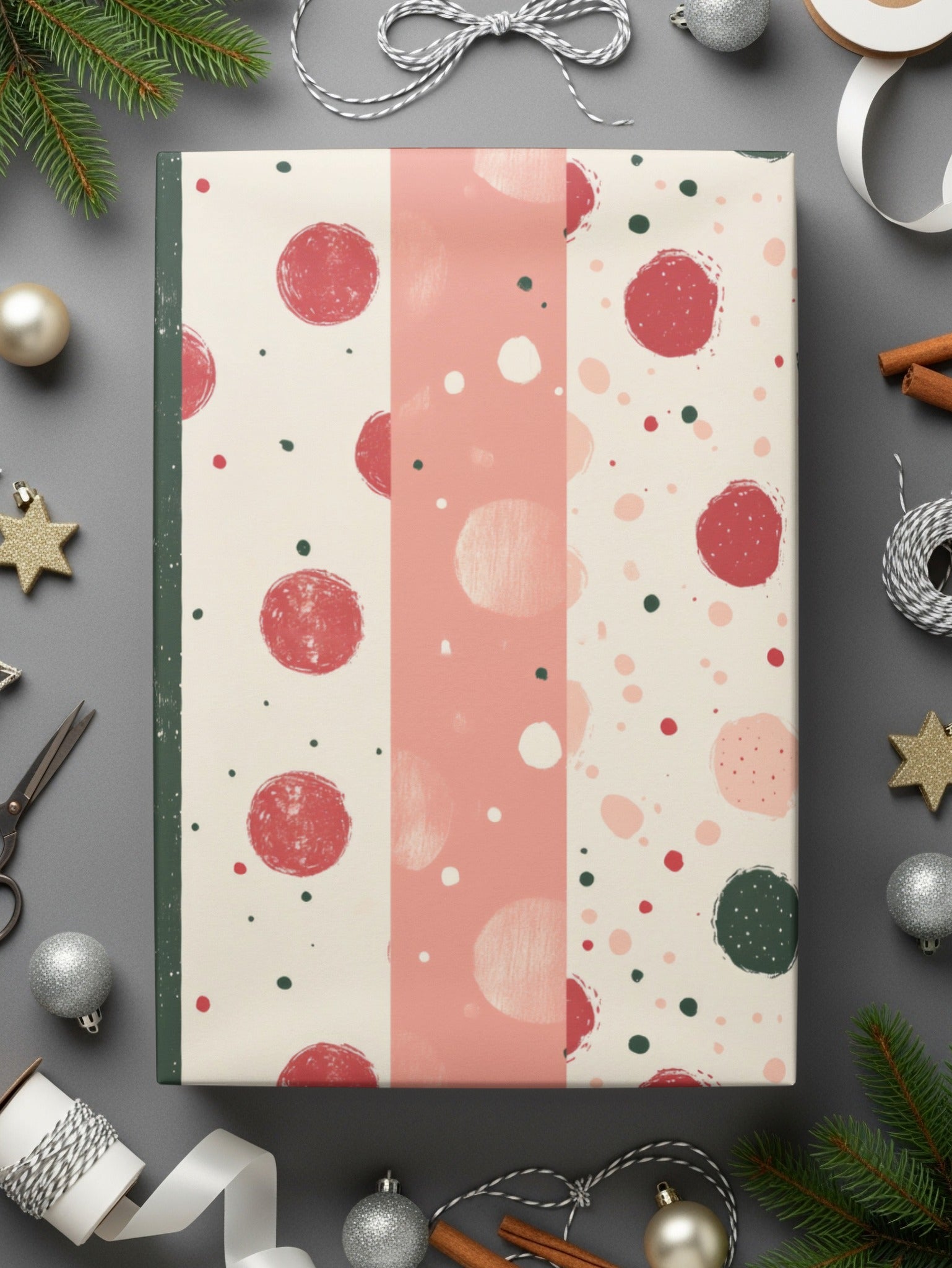 Festive Polka Dot Holiday Wrapping Paper Gift Wrap