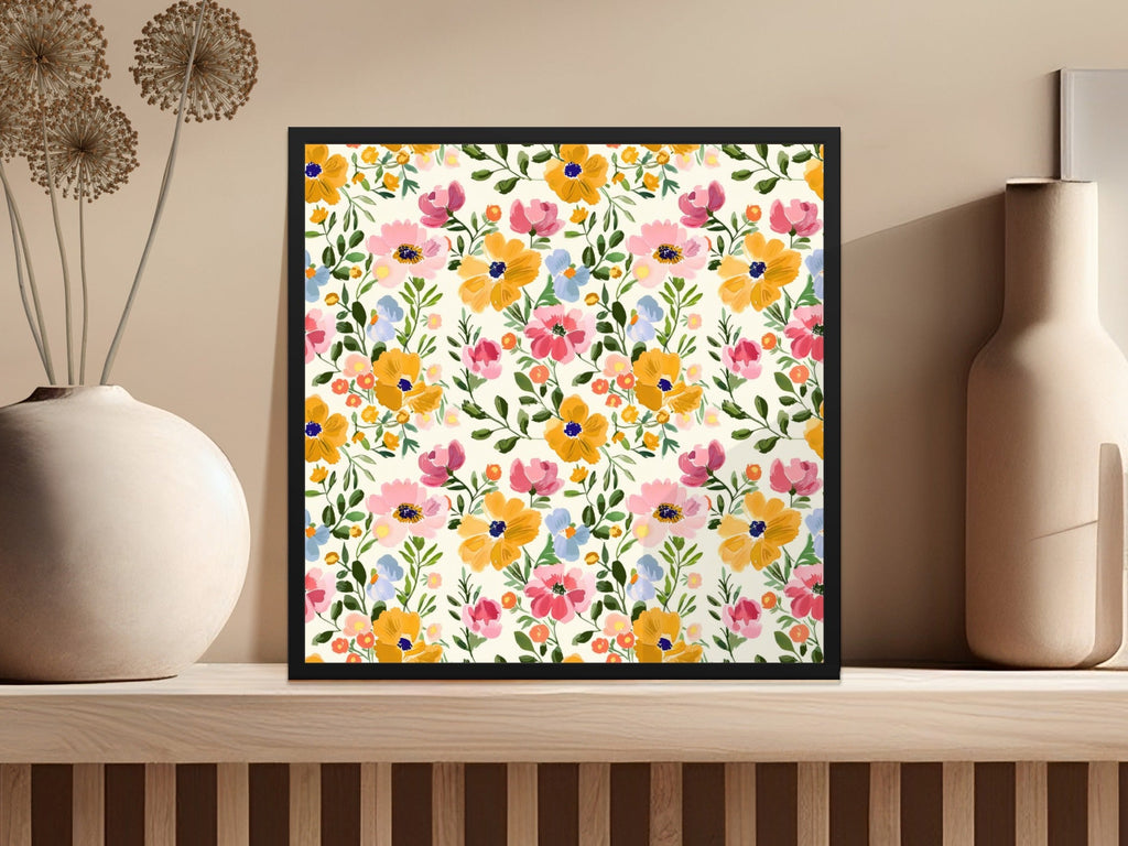 Pink Colorful Acrylic Floral Pattern Spring Modern Botanical Illustration Digital - Moore and Mountain