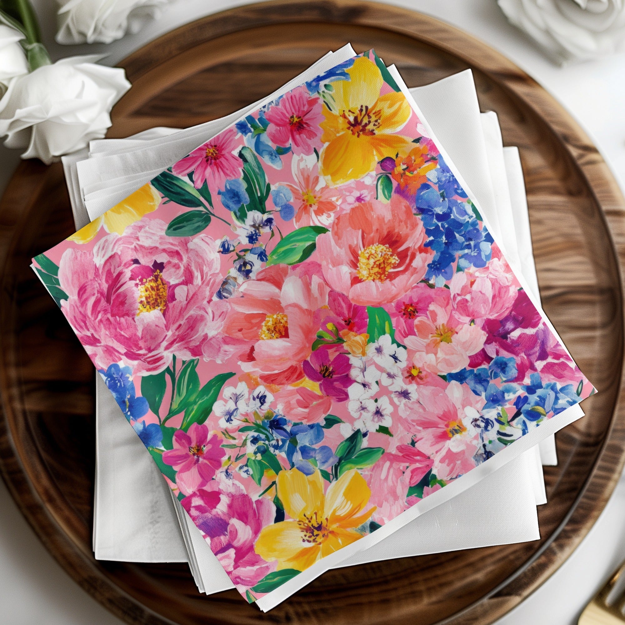 Pink Floral Digital Download, Watercolor Flower Art, Colorful Floral Pattern, Spring Flowers, Pretty Pink, Digital Paper, Floral Printable - Moore and Mountain
