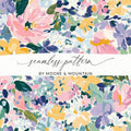 Pink Floral Digital Paper, Abstract Flower Pattern, Yellow, Purple, Spring, Summer Print, Seamless Digital Texture, Scrapbooking, Fabric - Moore and Mountain