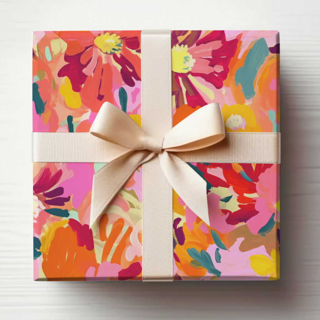 Vibrant Floral Gift Box With Beige Bow for Any Occasion