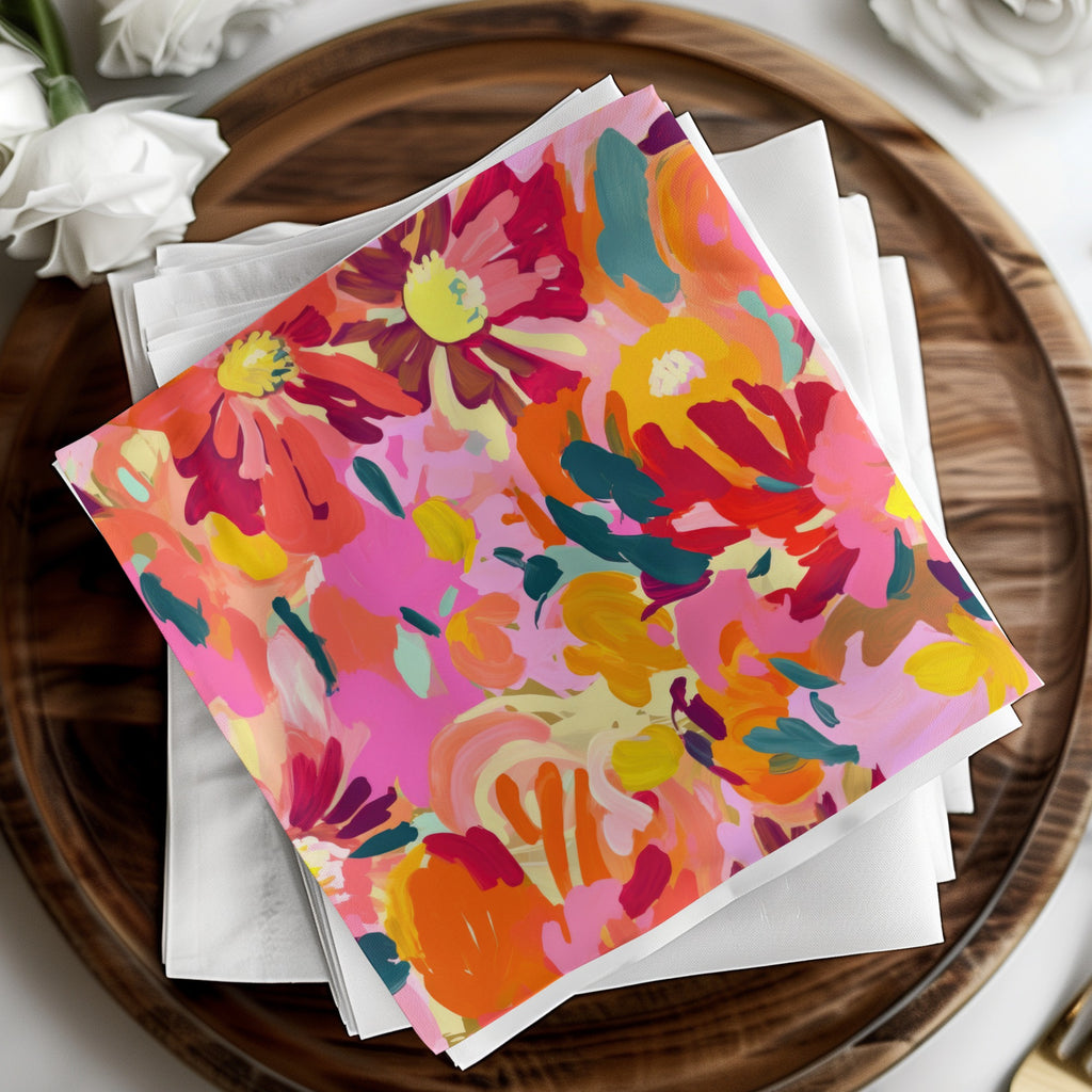 Vibrant Floral Abstract Design Napkins for Stylish Events