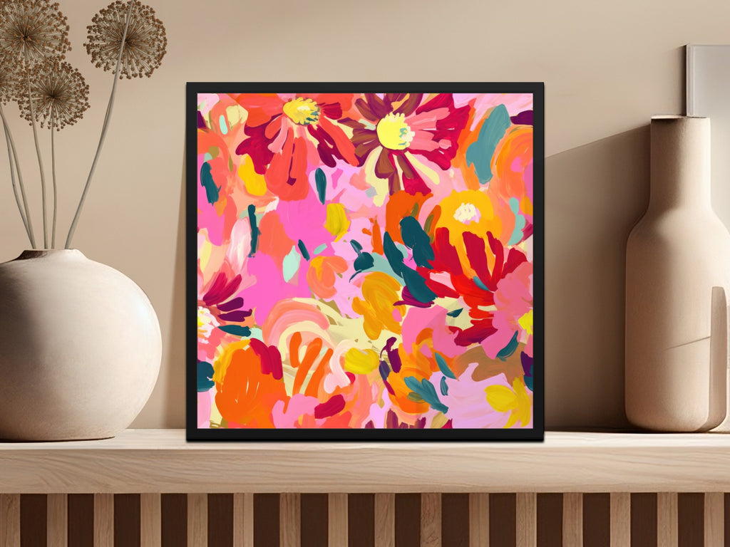 Vibrant Abstract Floral Art Print for Modern Decor