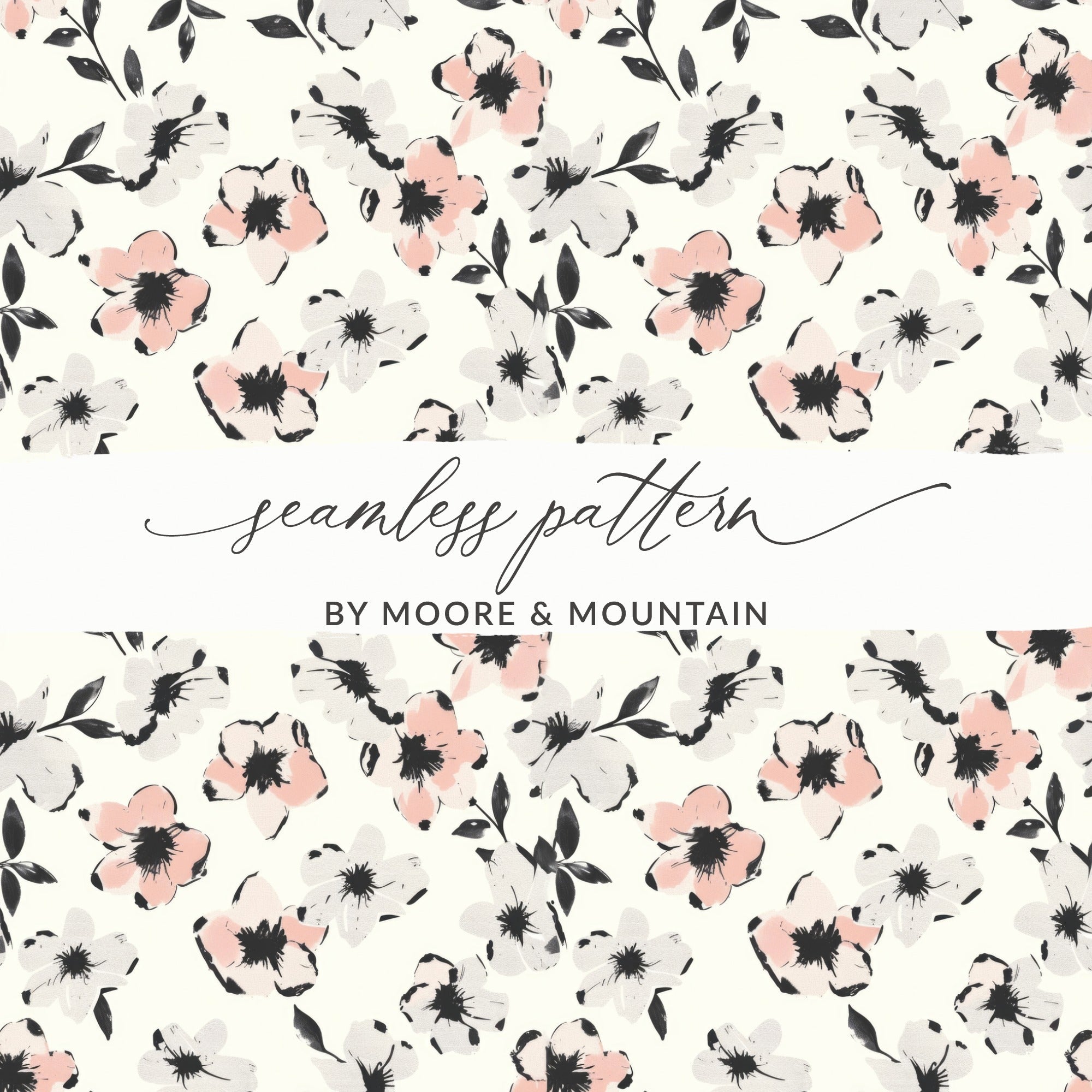 Pink Floral Digital Paper, Seamless Flower Pattern, Watercolor Flower Print, Fabric Design, Commercial Use, Floral Background, Digital - Moore and Mountain