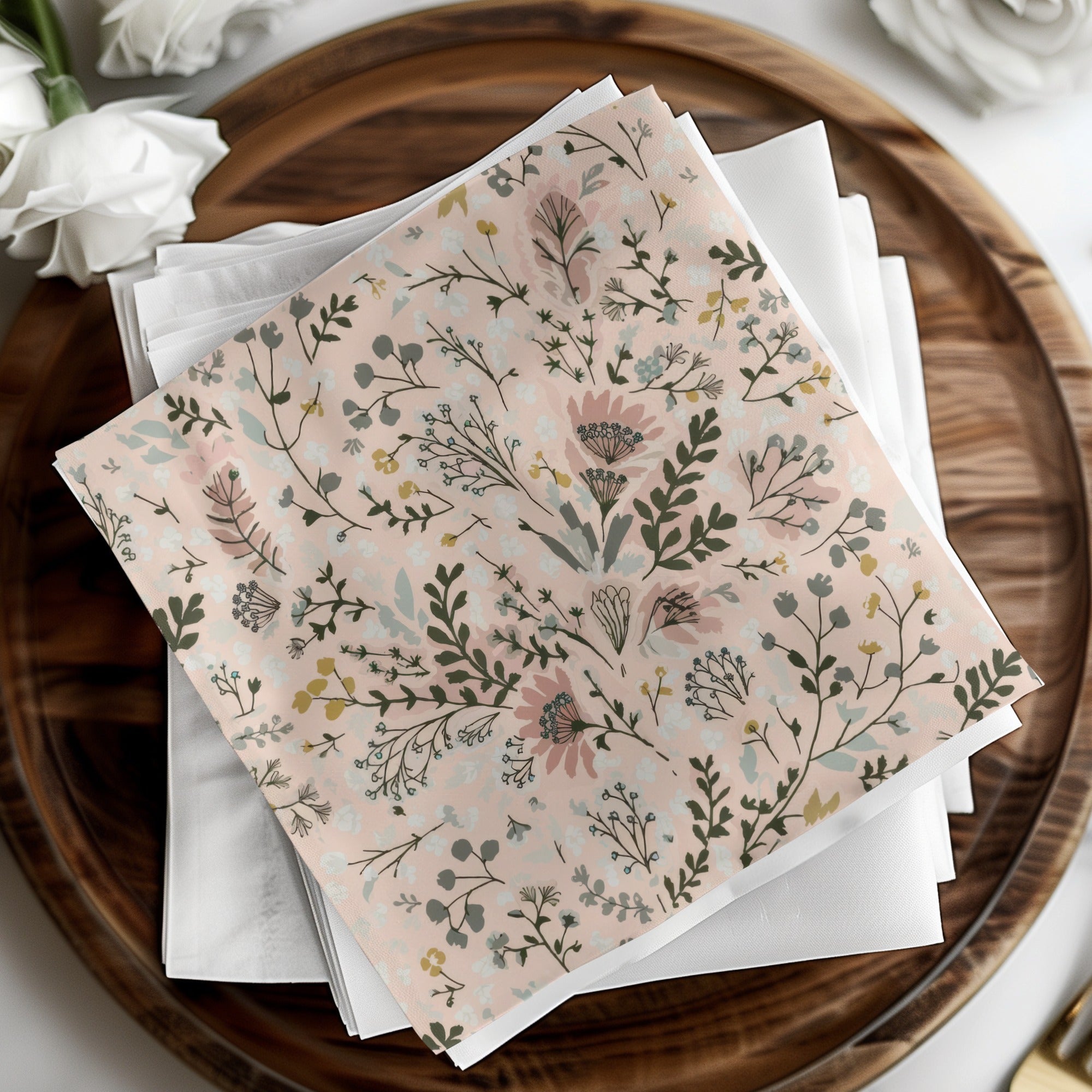 Pink Floral Digital Paper, Watercolor Botanical Pattern, Delicate Flower Print, Spring Blossom Design, Abstract Leaf Background, Pastel - Moore and Mountain