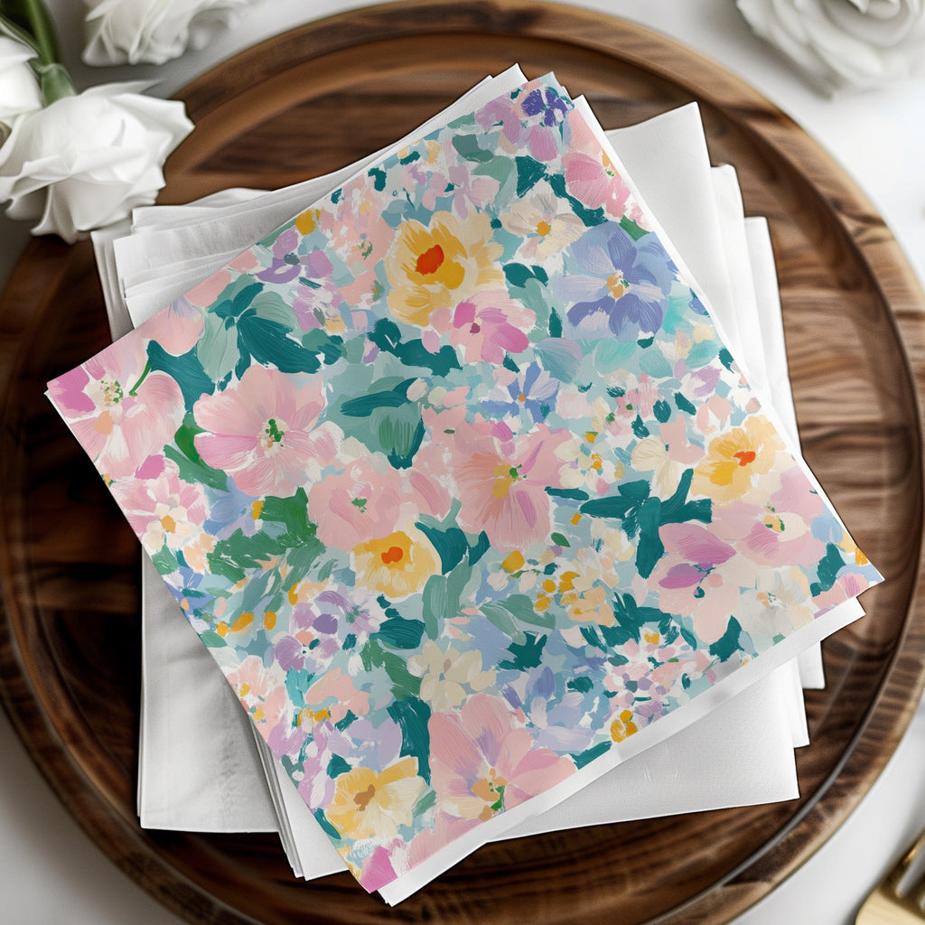 Pink Floral Digital Paper, Watercolor Flower Pattern, Abstract Pastel Background, Spring Garden Seamless Texture, Scrapbook Printable - Moore and Mountain